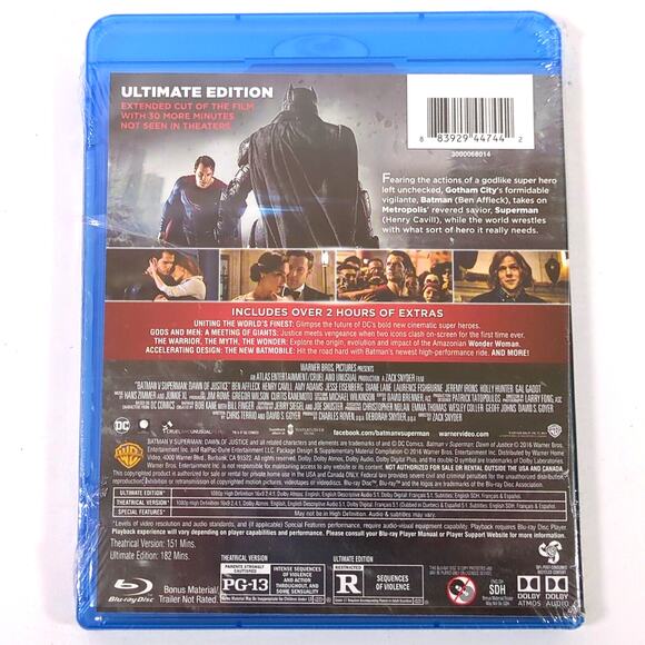 Batman V Superman Ultimate Edition Blu-Ray DVD Combo DC Comics New Sealed - Picture 2 of 2